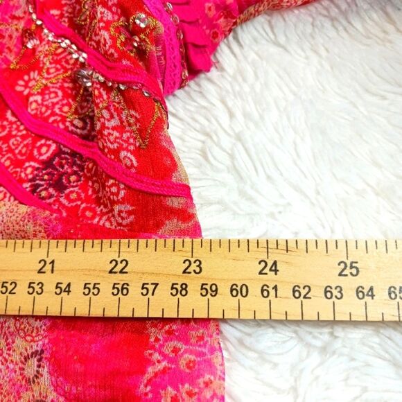 Bill Blass Jeans Vintage Sheer Embellished Tunic/ Midi Pink Women's 2X Runs Smal - Picture 11 of 14